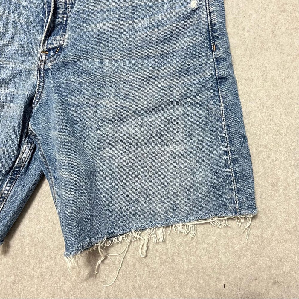 Madewell Essex Long Baggy Jean Shorts Size 31 Distressed Raw Hem Relaxed Fit - Picture 4 of 11